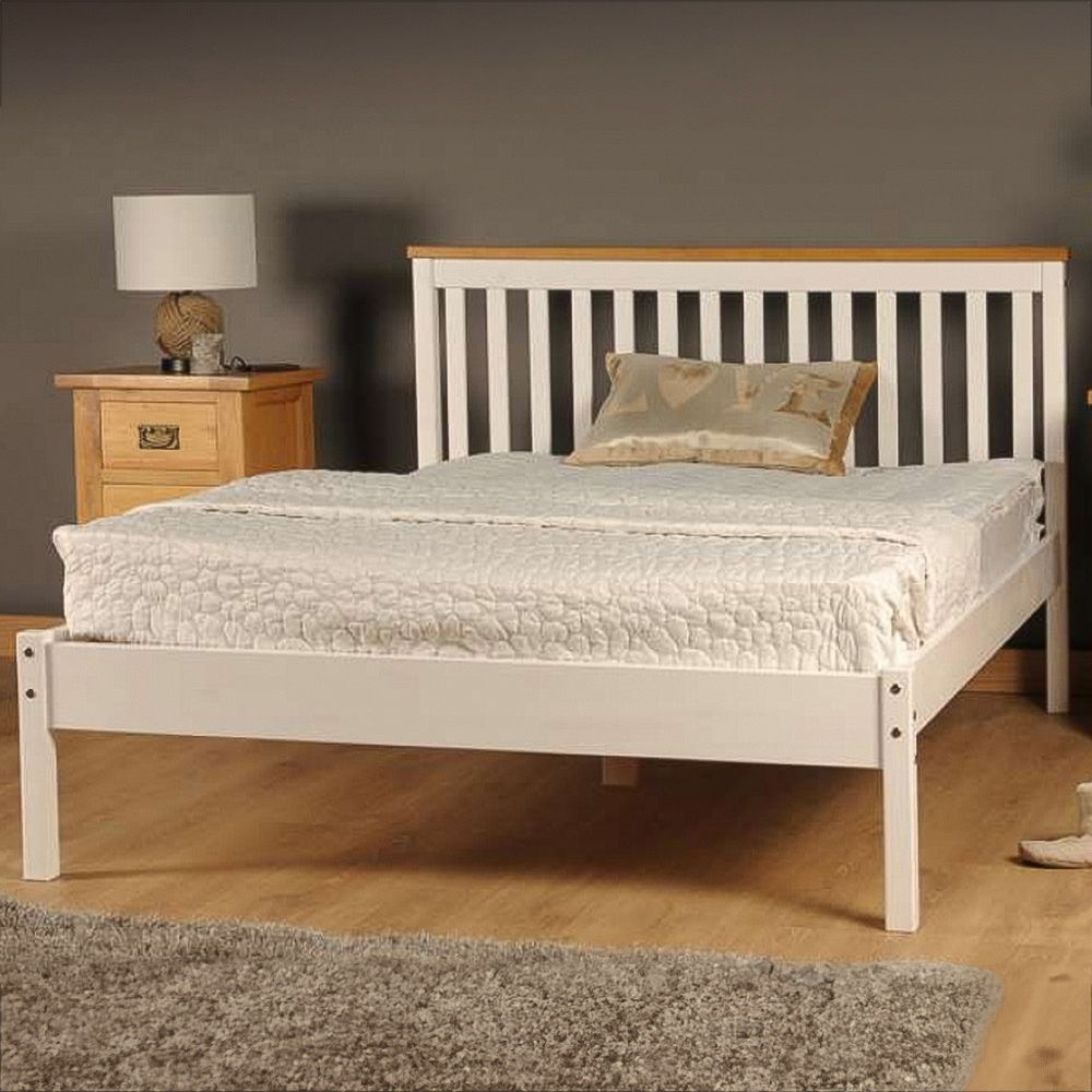 Brooklyn Double White Low Foot End Wooden Bed Frame Image 1