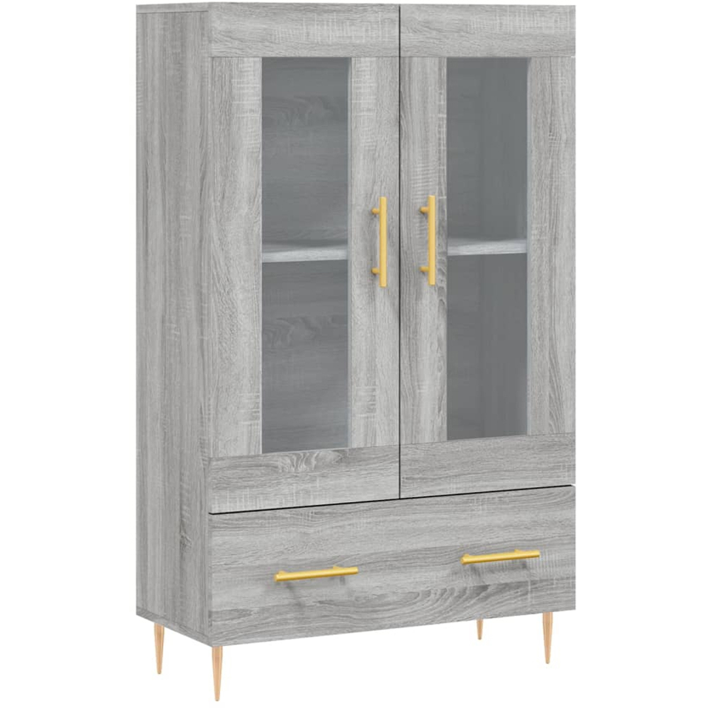 vidaXL 2 Glass Door Single Drawer Grey Sonoma Highboard Image 2