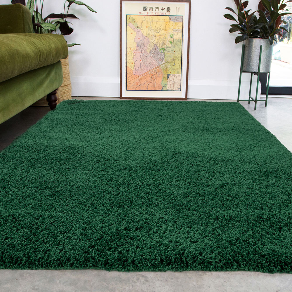 Kukoon Nore Dark Green Soft Shaggy Rug 80 x 150cm Image 1