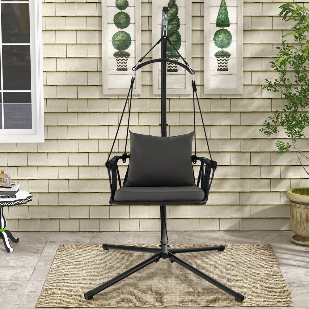 Costway Grey Hanging Swing Chair with Cushions Image 3