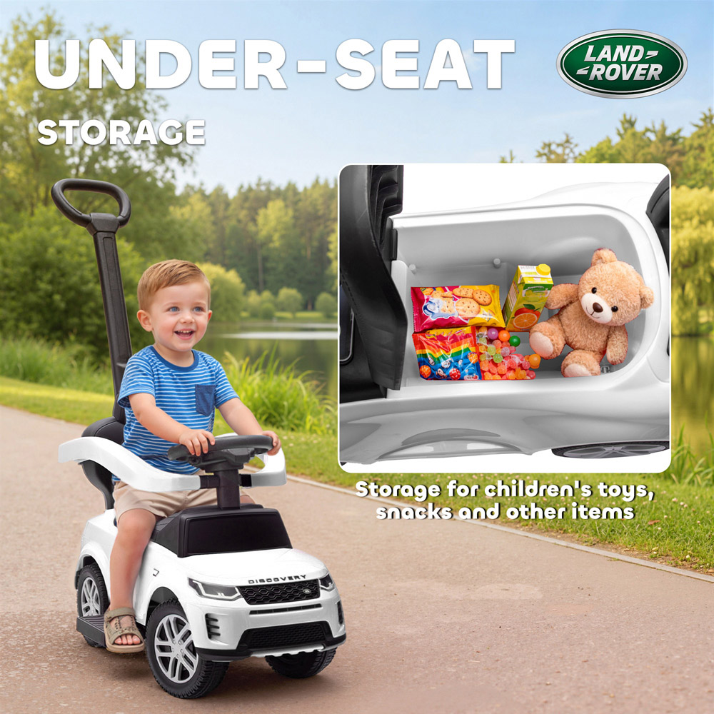 Tommy Toys AIYAPLAY 2-in-1 White Licensed Land Rover Baby Push Car with Guardrail Image 6