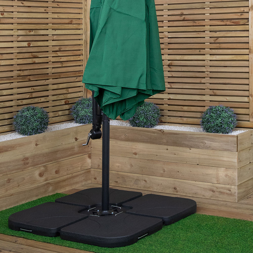 Samuel Alexander Green Cantilever Banana Parasol with Crank Handle and Base Weights 3m Image 5