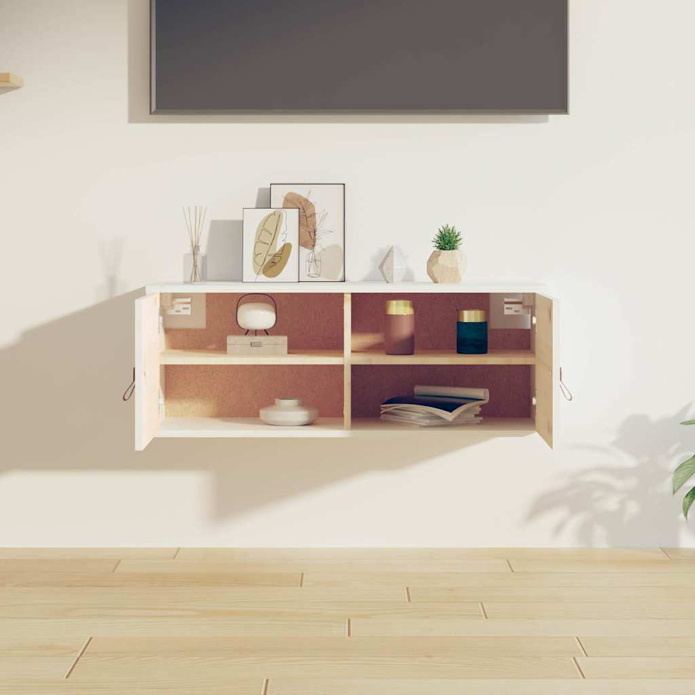 vidaXL 2 Door White Solid Wood Pine Wall Cabinet Image 9