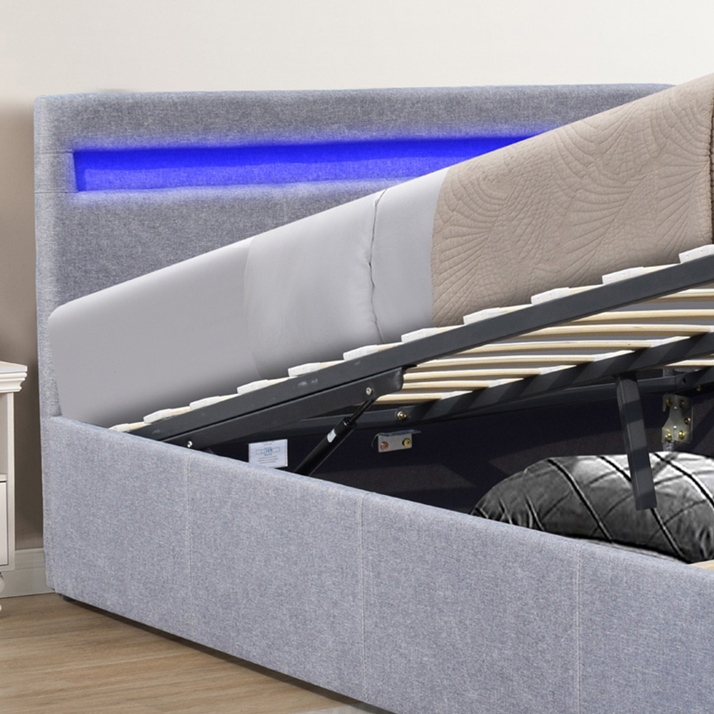 Comfy Living King Light Grey Ottoman Bed Frame with LED Image 5