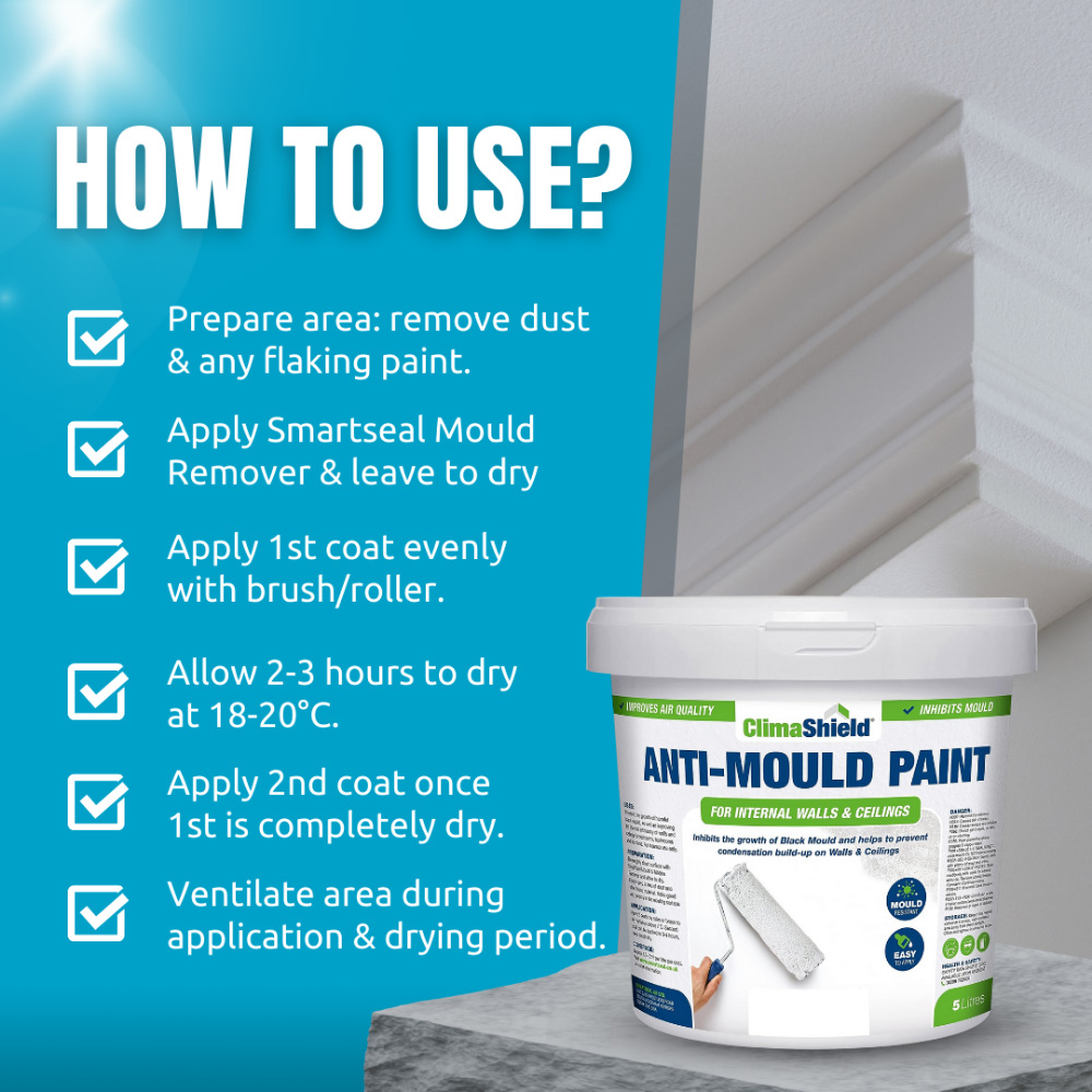 SmartSeal Medium Grey Anti Mould Paint 5L Image 6