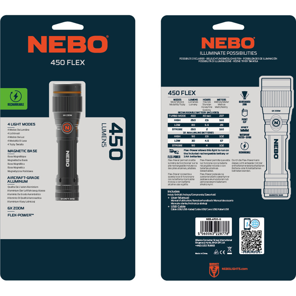 Nebo Redline Flex 450 Lumens Rechargeable Tactical Flashlight with 6x Zoom Image 5