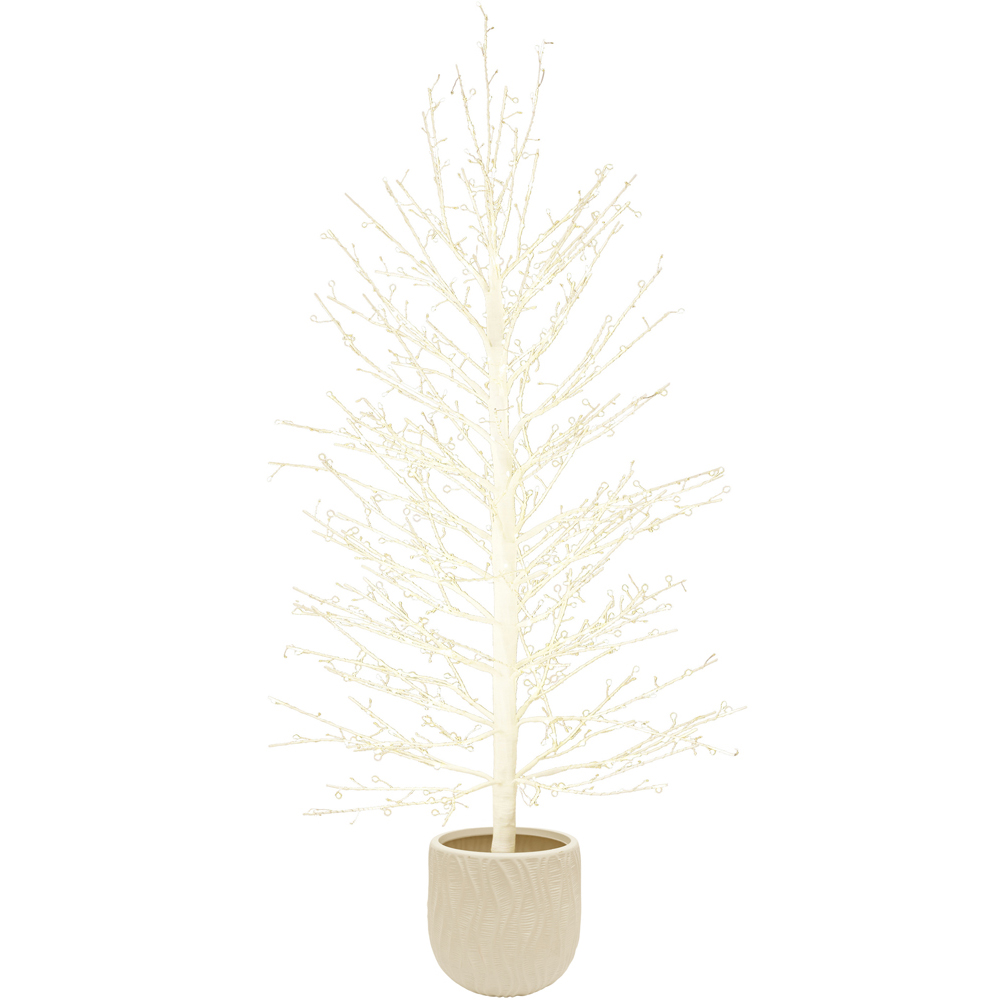 Charles Bentley 400 Twinkling LED Pre-Lit Gold Christmas Twig Tree in Pot 4ft Image 1