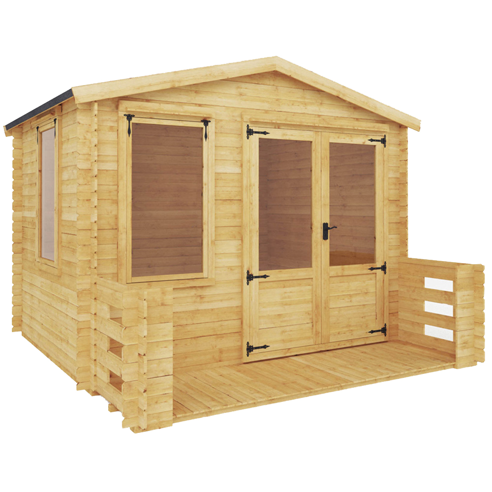 Mercia 10.8 x 11.1ft Double Door Wooden Apex Log Cabin with Veranda Image 1