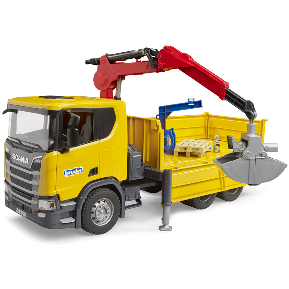 Bruder Kids Scania Super 560R Construction Truck with Crane and 2 Pallet Playset Model Image 7