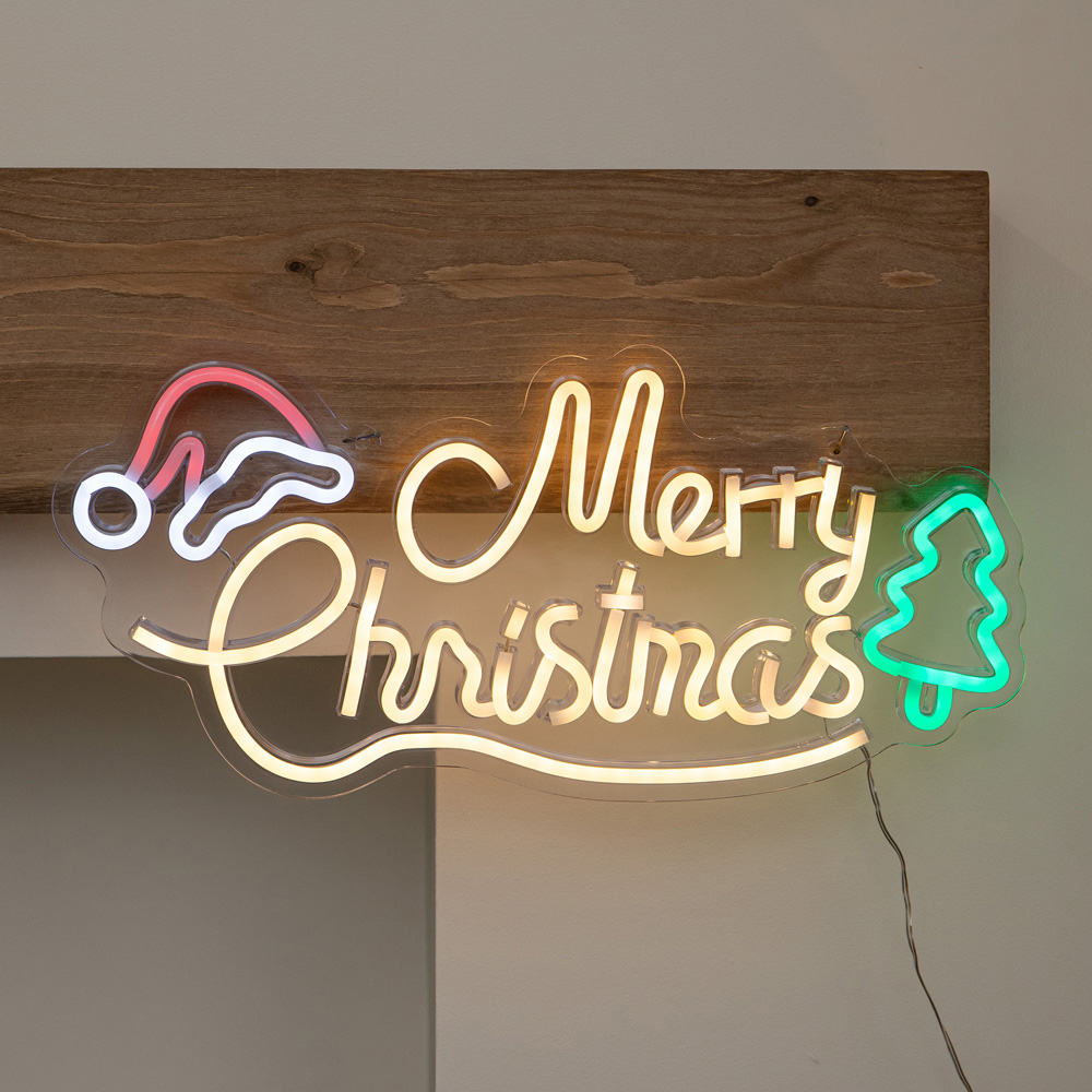 Samuel Alexander Multicolour LED Light-Up Neon Merry Christmas Decoration 43cm Image 5