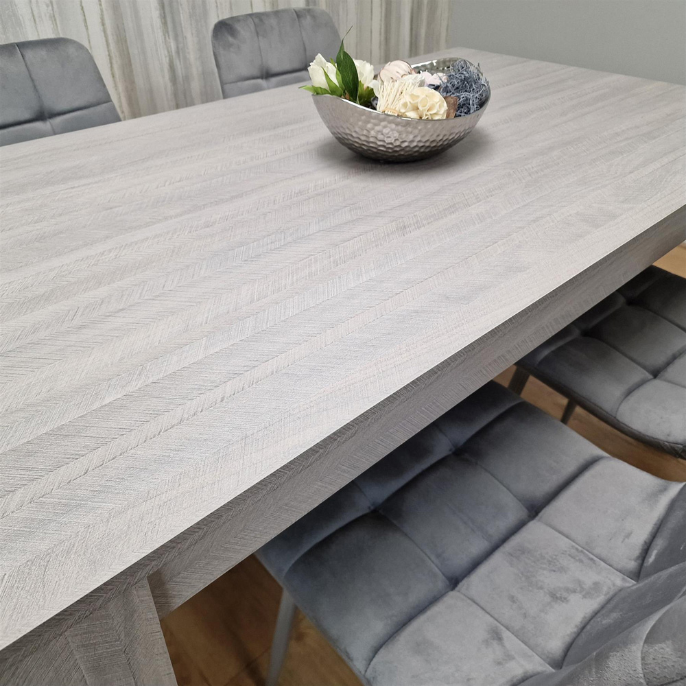 Portland 4 Seater Velvet Dining Set Grey Image 3
