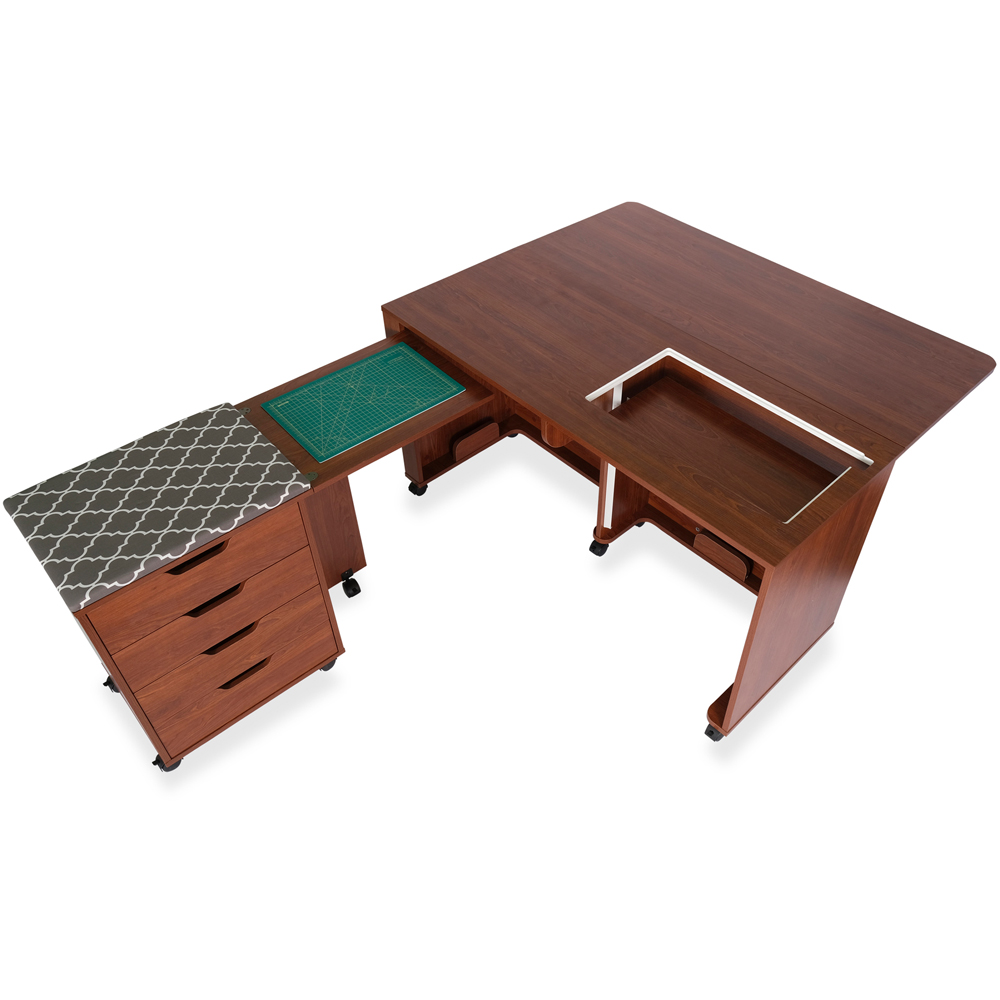 Arrow Cabinets Laverne and Shirley 455 4 Drawer Teak Fold-Away Sewing Cabinet Image 9