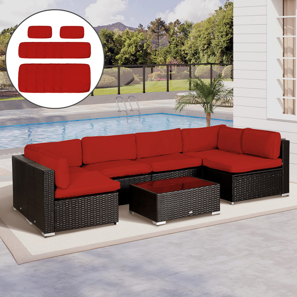 Outsunny 6 Seater Red Garden Sofa Set Cover 14 Pack Image 2