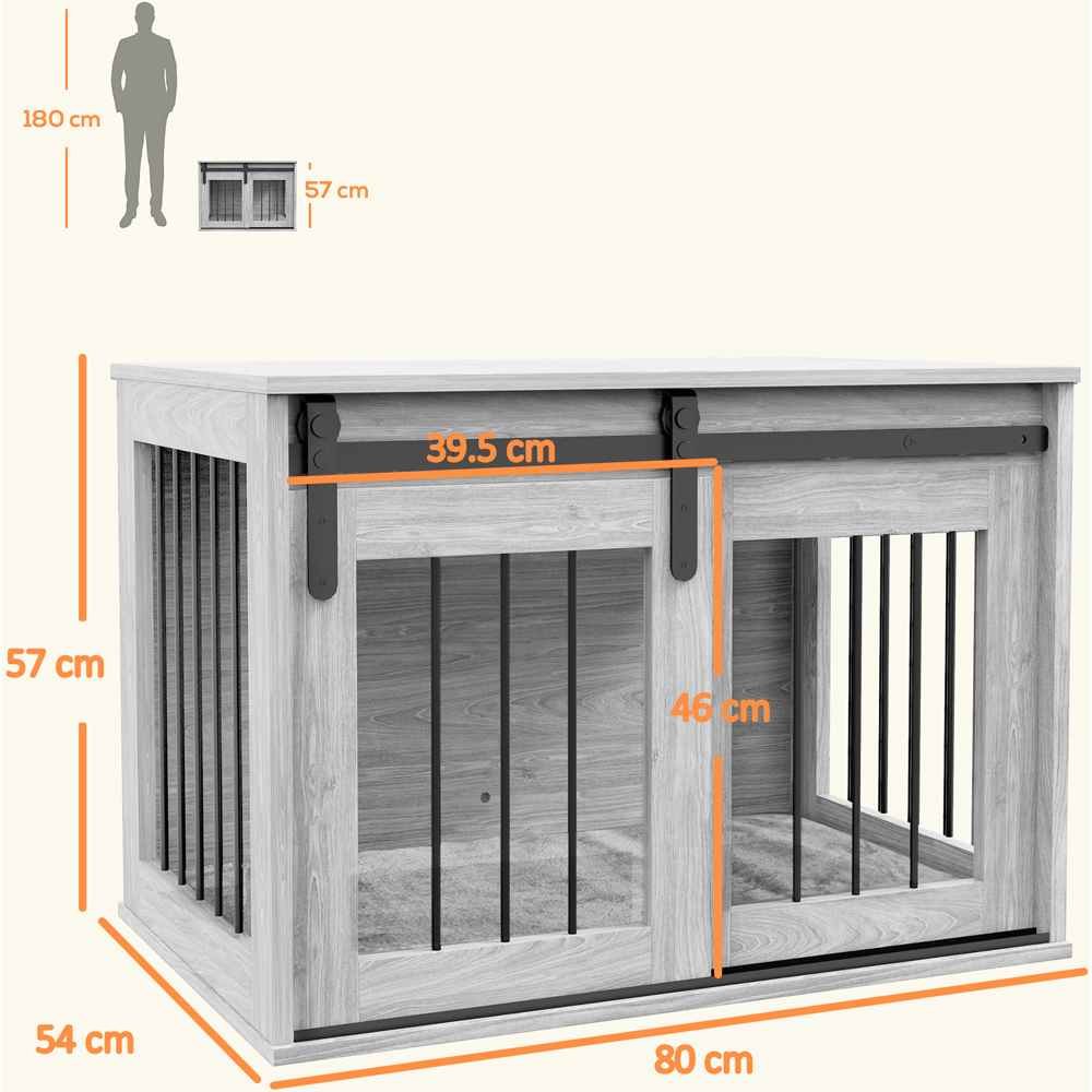 PawHut Grey Medium Dog Crate Furniture Side Table Image 9