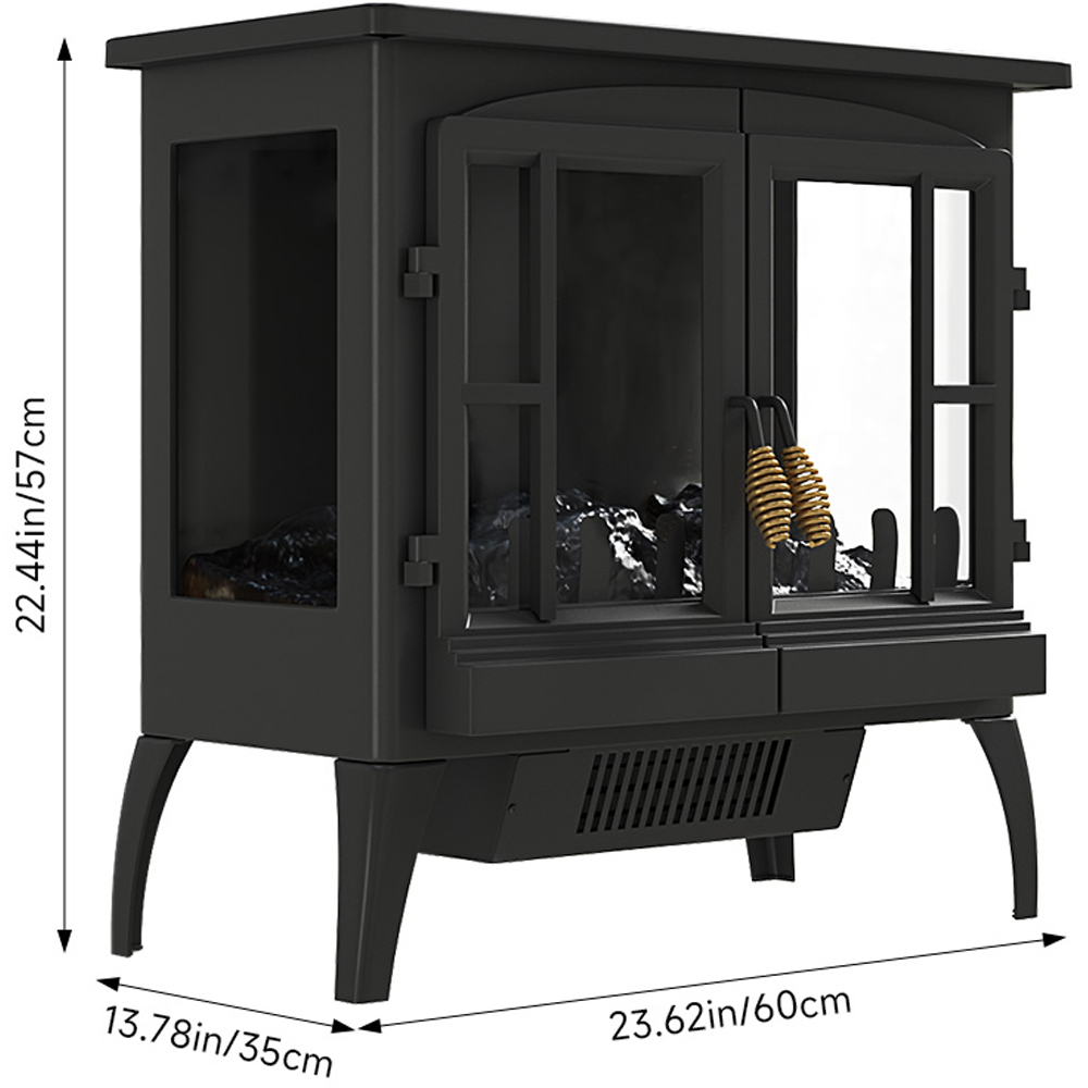 Living and Home Black Freestanding Electric Fireplace Heater 2000W 24 inch Image 8