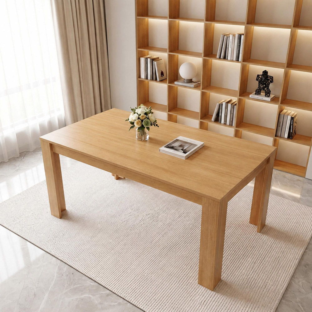 Portland 6 Seater Beige Wood Dining Table Image 4