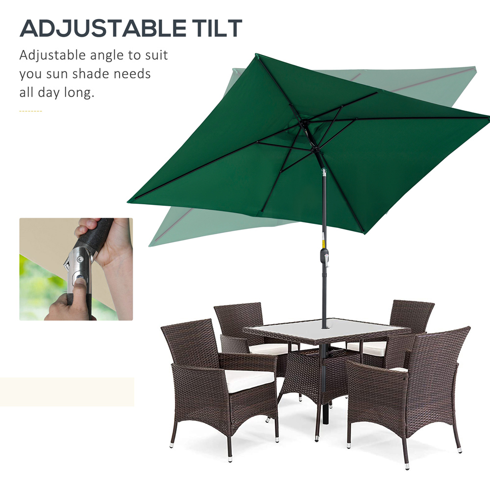 Outsunny Green Crank and Tilt Parasol 3 x 2m Image 4