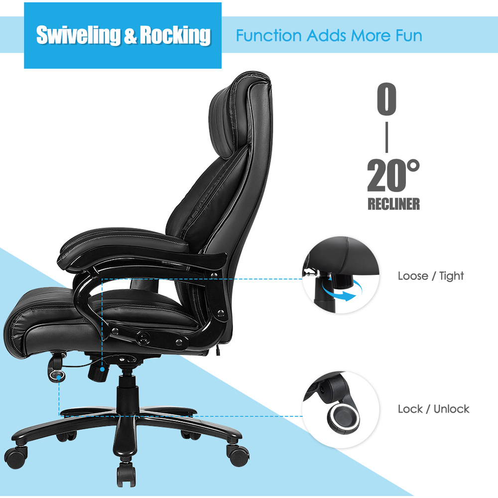 Costway Black PU Leather Massage Chair with Cushion Image 7