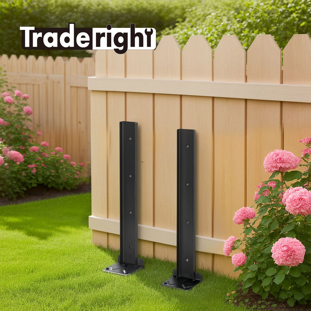 Traderight Black Heavy Duty Metal Fence Post Ground Spike 2 Pack Image 7