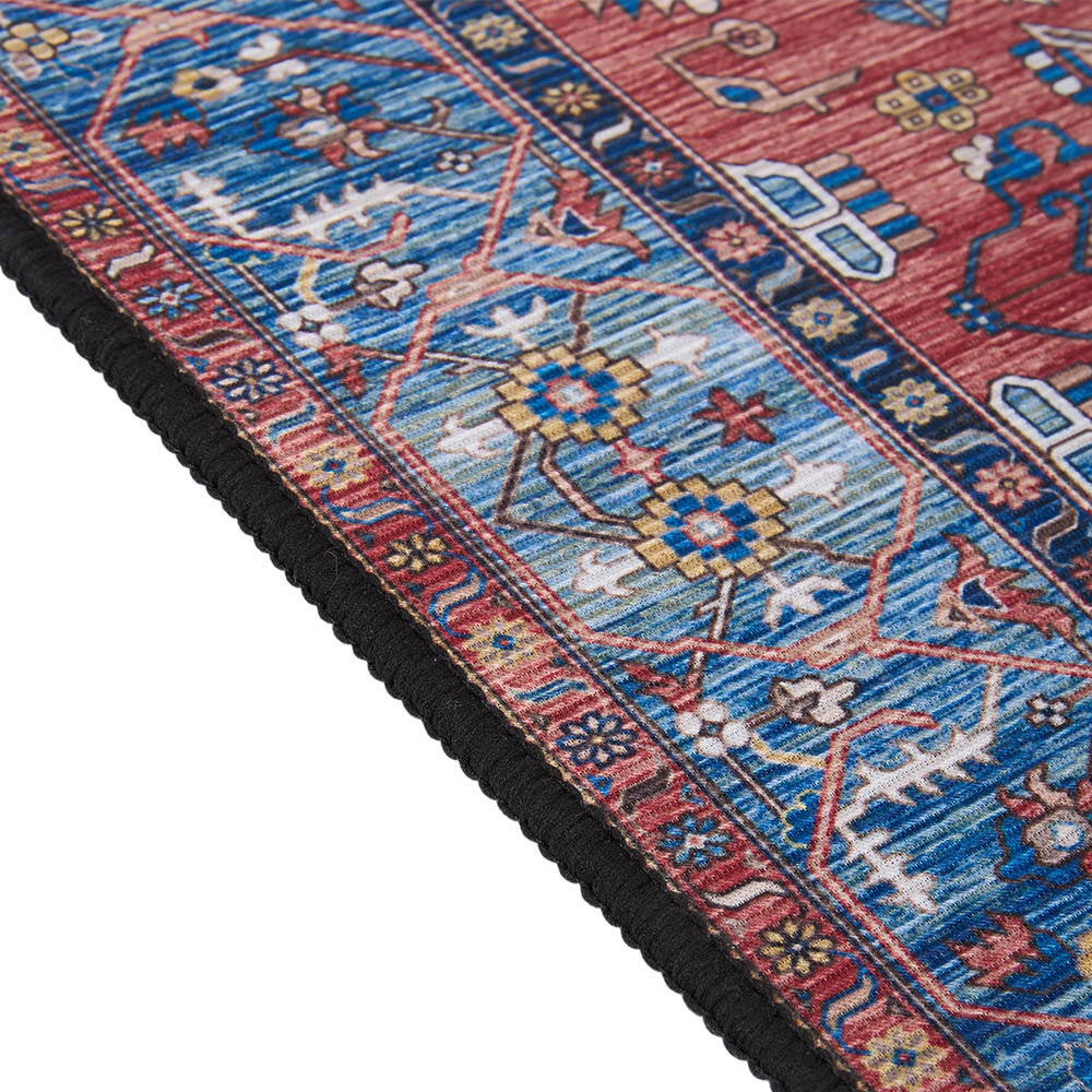 Living and Home Bohemian Red Symmetrical Geometric Non-Slip Runner Rug 120 x 50cm Image 4