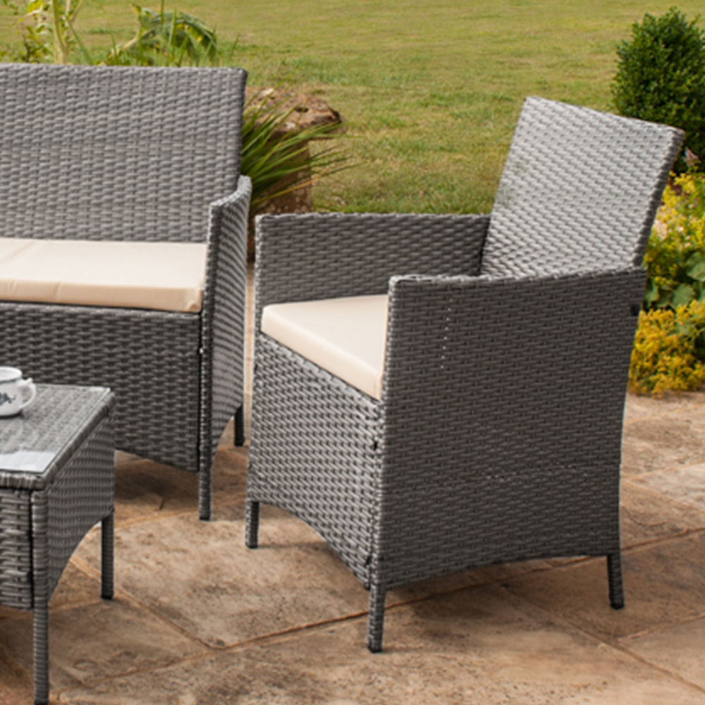 Comfy Living 4 Seater Light Grey Rattan Sofa Set Image 5