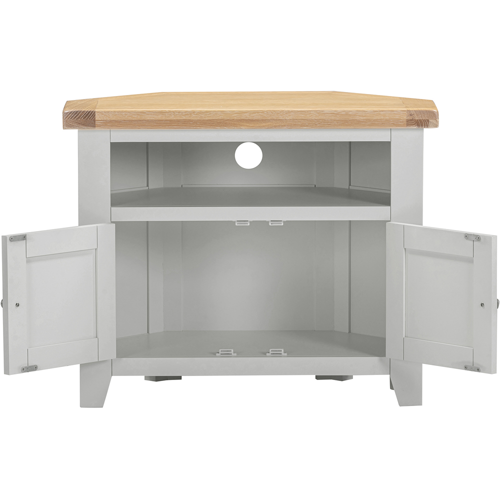 Seconique Windsor 2 Door Pebble Grey and Oak Corner TV Unit Image 4