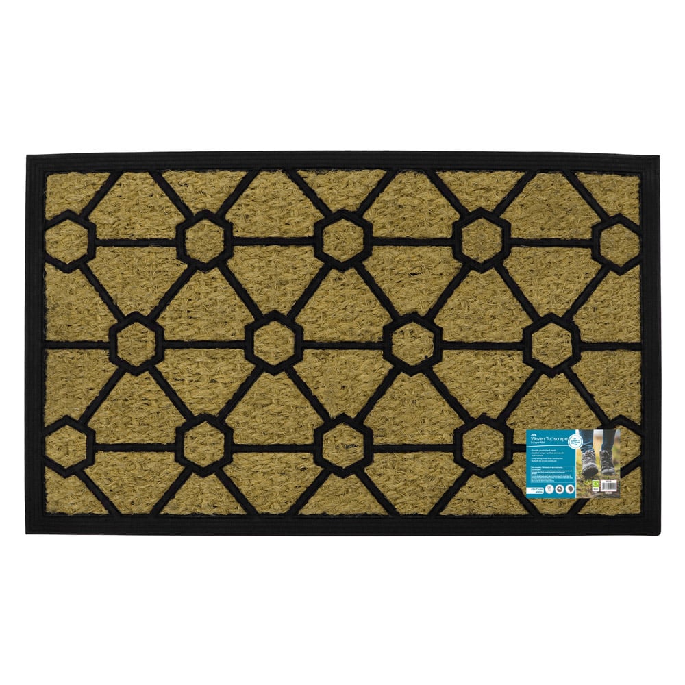 JVL Geometric Wove Rubber Tuffscrape Door Mat 45 x 75cm Image 3