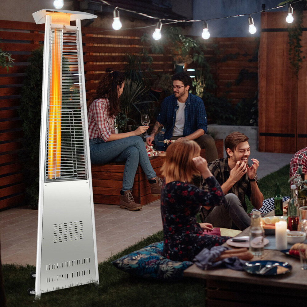 Costway Chrome Outdoor Gas Heater with Wheels and Regulator Image 4