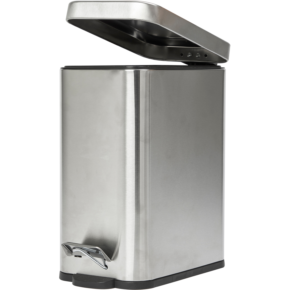 Pifco Slim Line Stainless Steel Pedal Bin with Slow Close Lid 5L Image 3