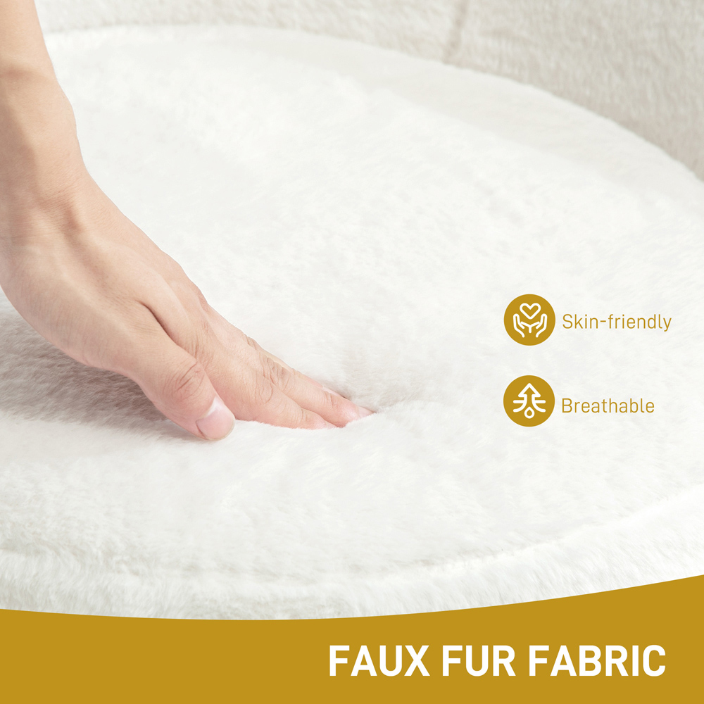 HOMCOM White Faux Fur Upholstered Comfy Tub Chair Image 5