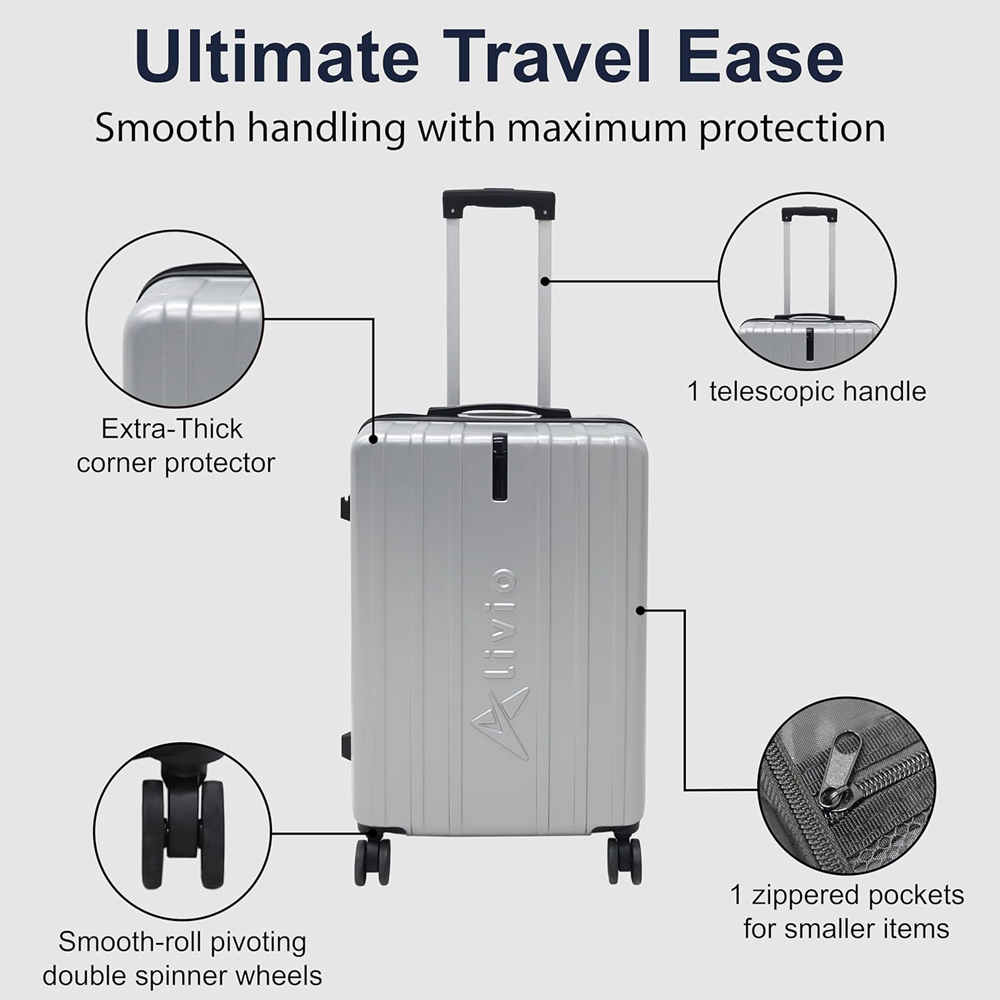 Alivio Set of 3 Silver Hard Shell Luggage Suitcase Image 6