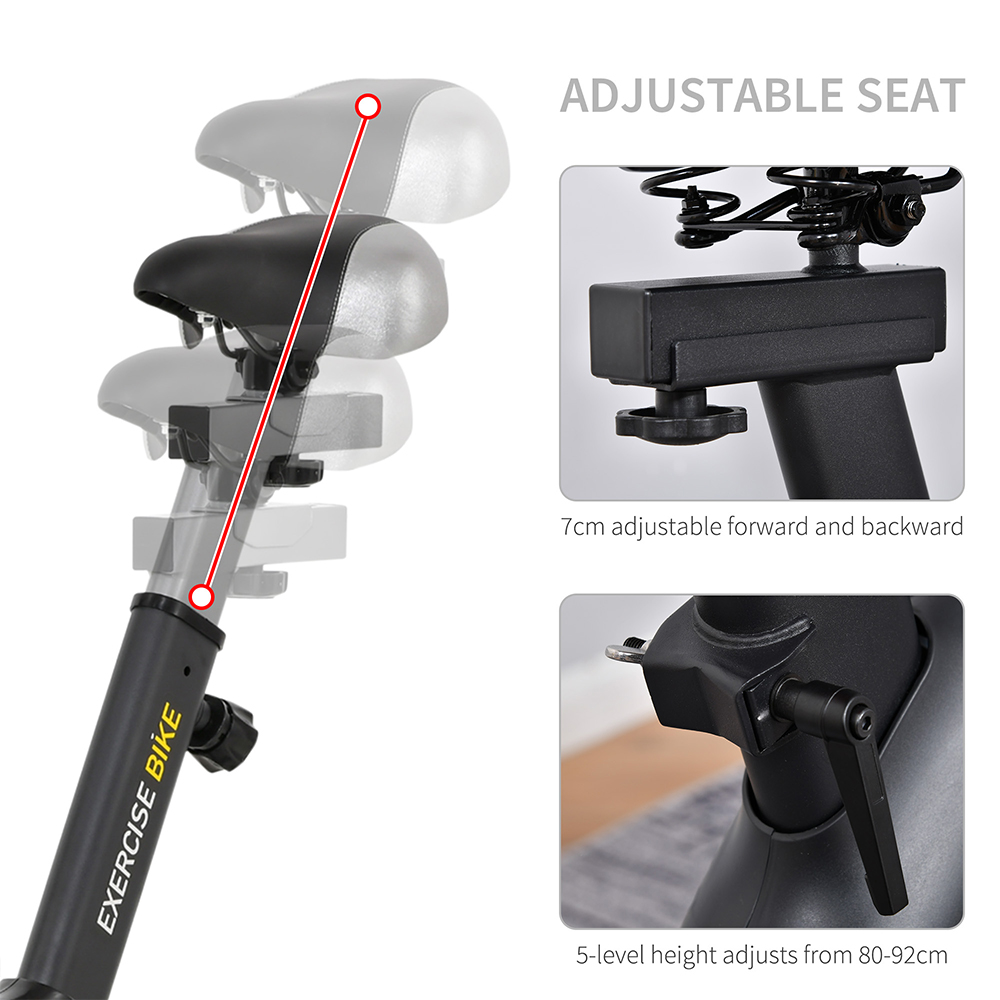HOMCOM Black and Yellow Adjustable Resistance Exercise Bike Image 6