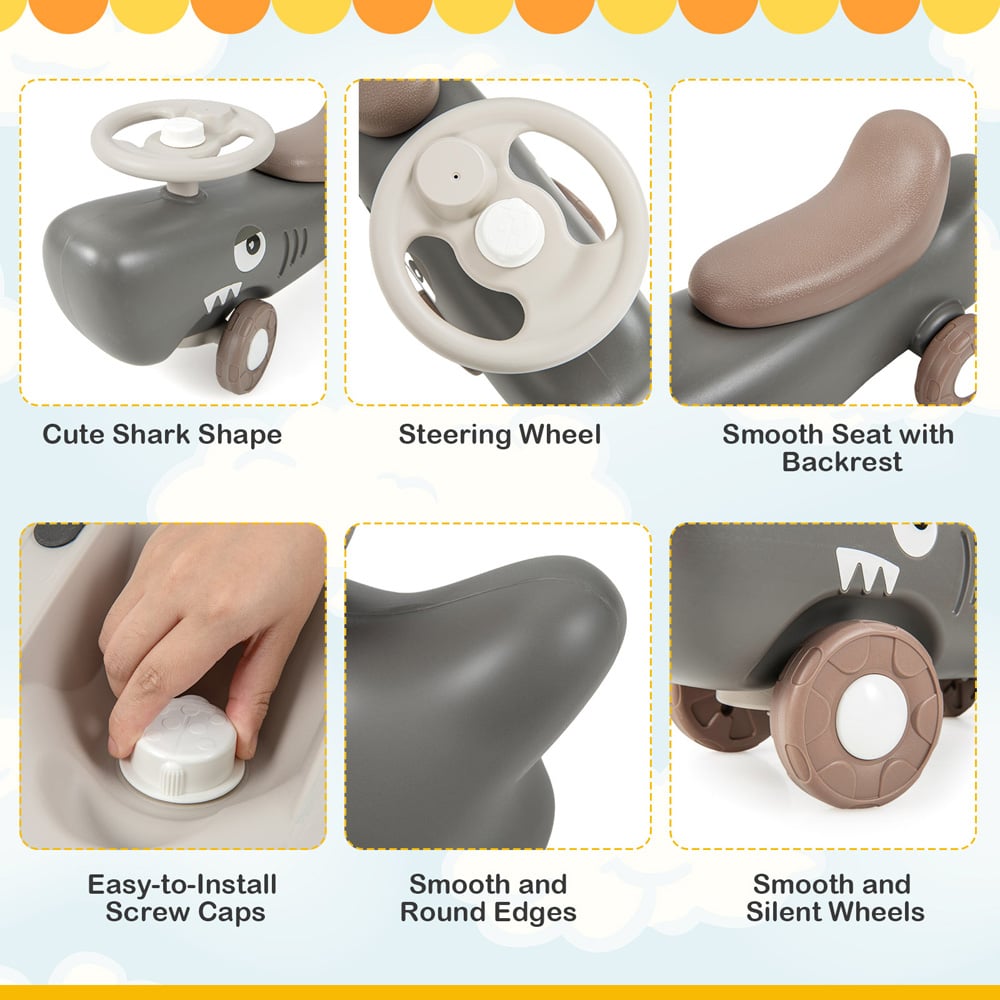 Costway Kids Grey 3 in 1 Convertible Rocking Horse Image 7