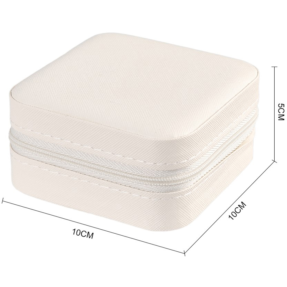 Living and Home White Portable Small Faux Leather Jewellery Case Image 8