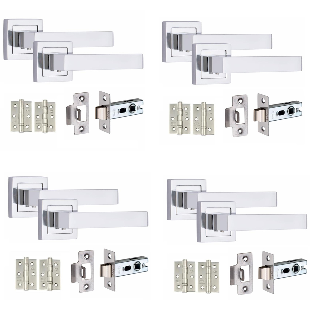 Golden Grace Polished Chrome Delta Door Handles Set 4 Pack Image 1