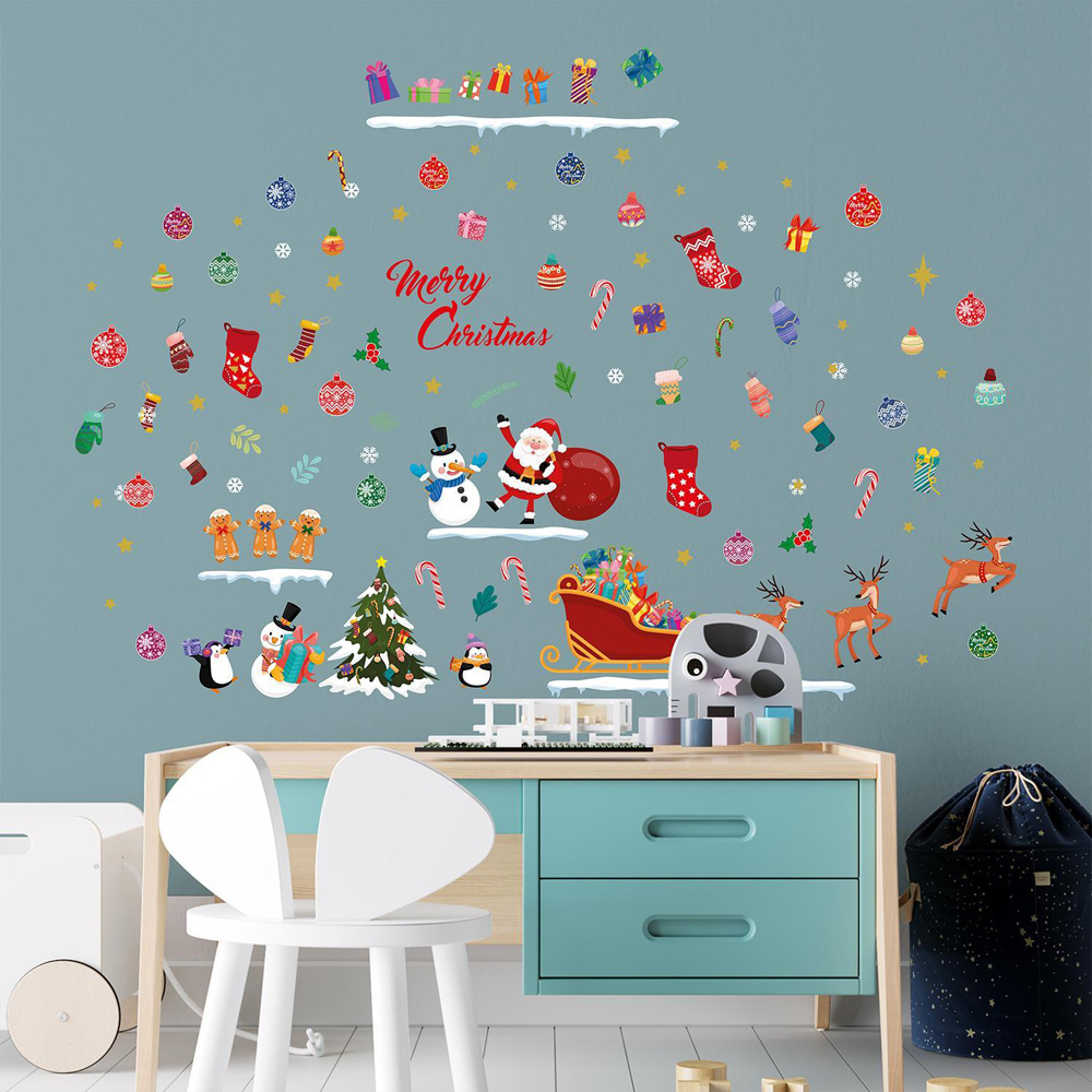 Walplus Merry Christmas From Santa and Friends Self Adhesive Wall Stickers 122 Piece Image 2