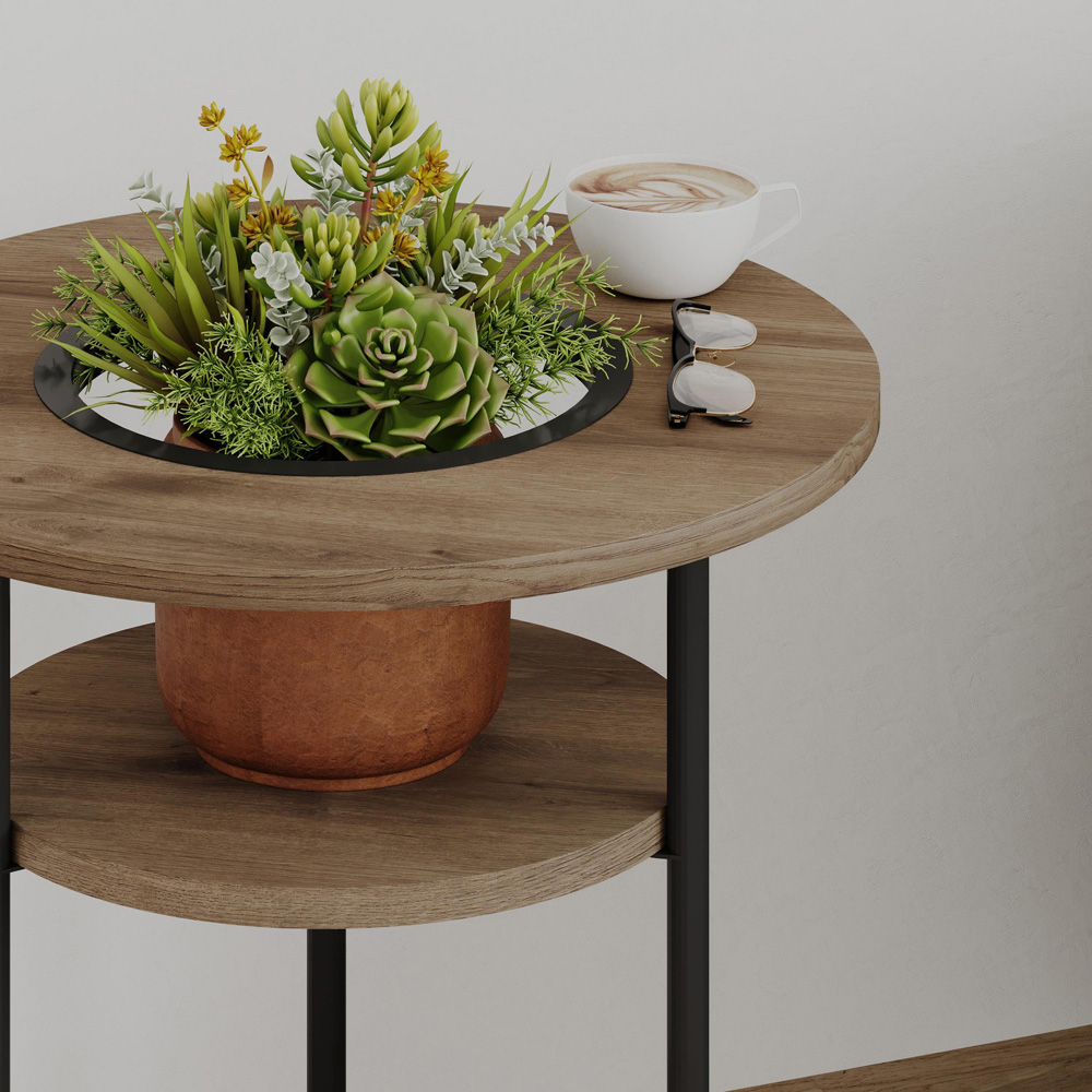 Decortie Grova 3-Tier Dark Oak Effect Side Table Image 3