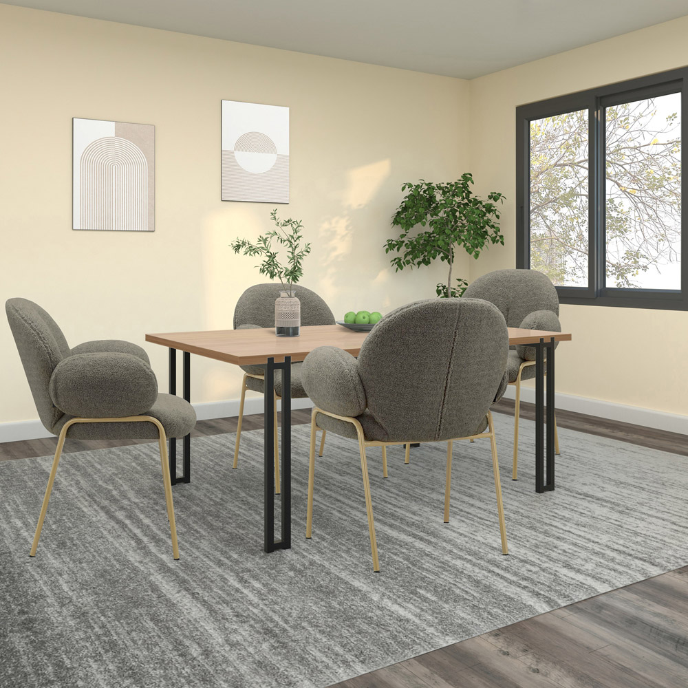 Dorel Iwama Set of 2 Dark Mink Teddy Fabric Dining Chair Image 8