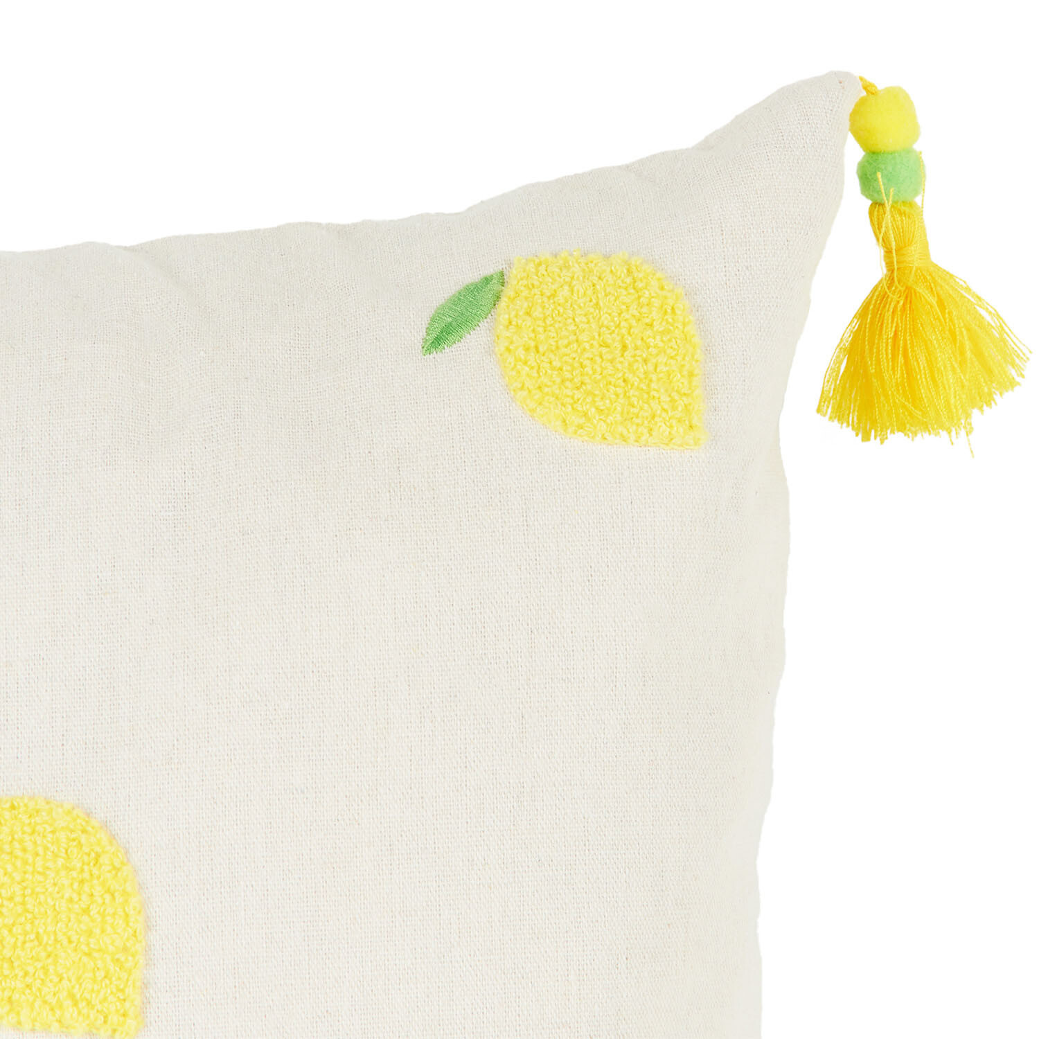 Limona Embroidered Cushion  - White and Yellow Image 4