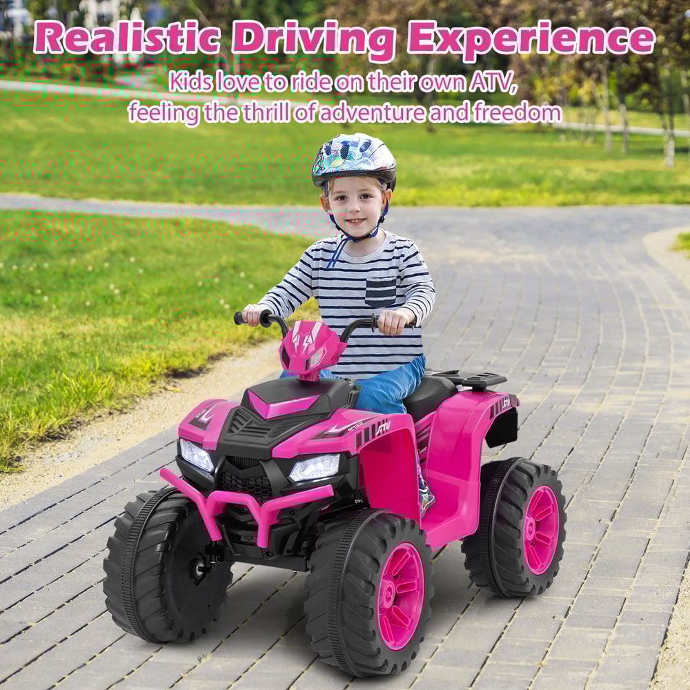 Costway Kids Pink Ride On ATV Toy Car with LED Lights and Wireless Connection 24V Image 5