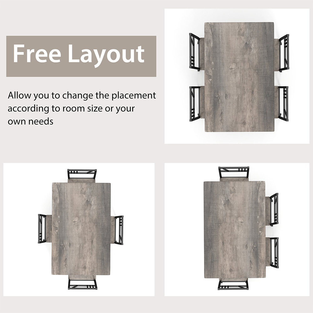 Costway 4 Seater Industrial Style Dining Table Grey Image 7