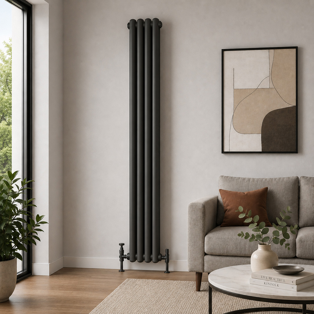 Go Bathrooms Uxbridge Anthracite Vertical Traditional Colosseum Radiator 1800 x 200mm Image 2
