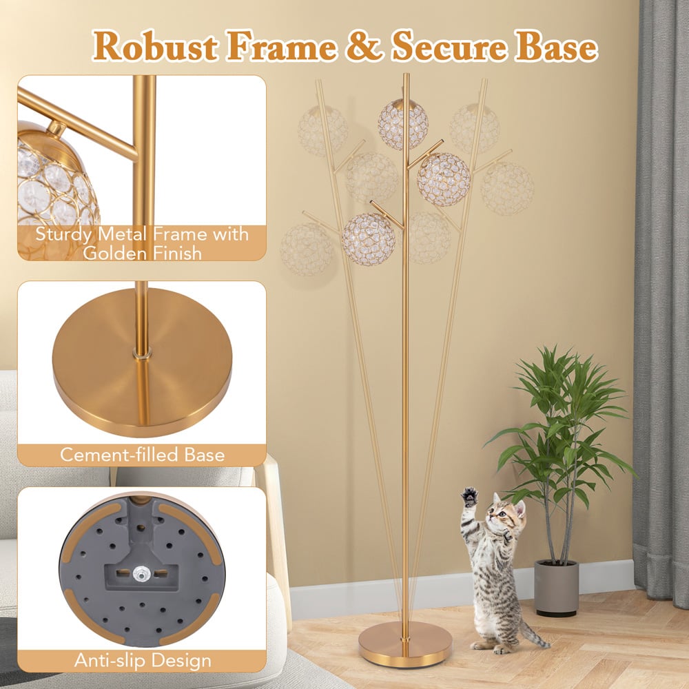 Costway Golden 3 Globe Acrylic Floor Lamp Image 7