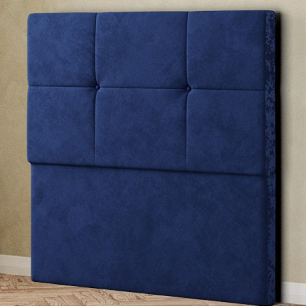 Eleganza Jacob Double Navy Plush Floor Standing Headboard Image 1
