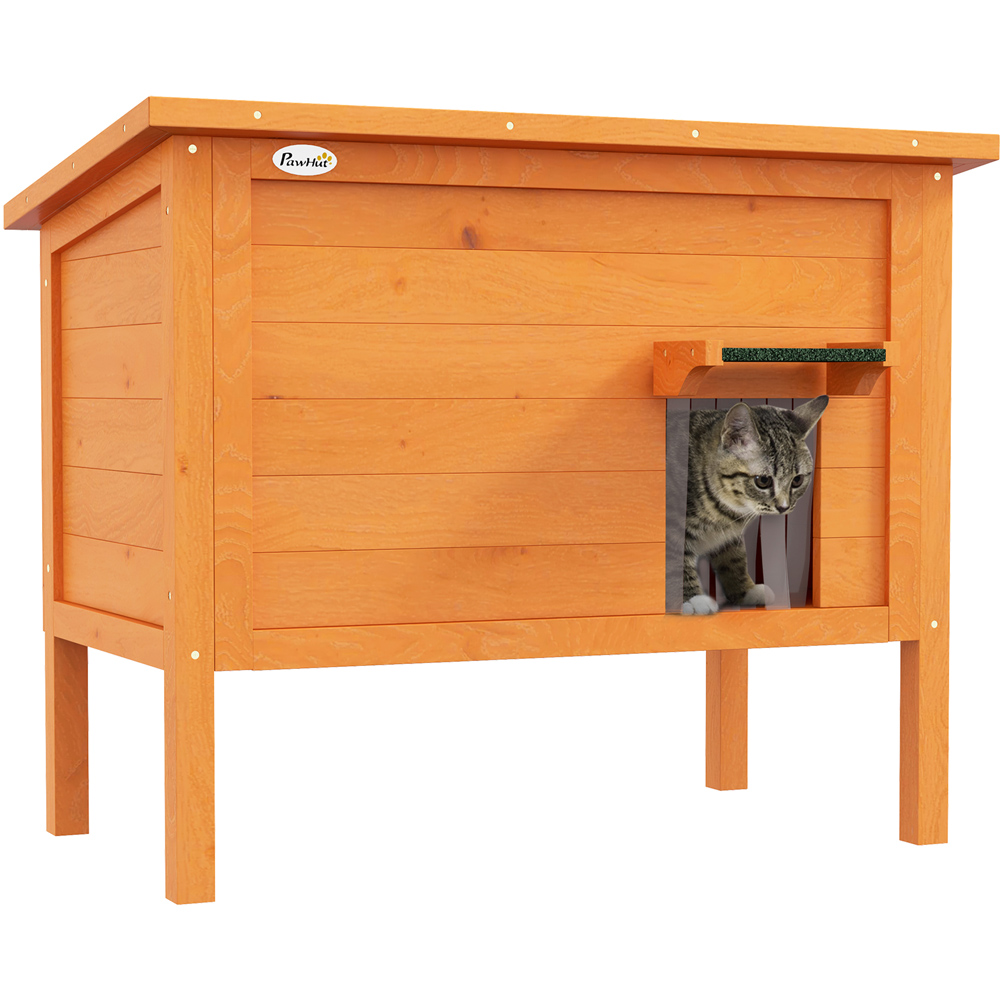 PawHut Orange Outdoor Feral Cat House Image 1