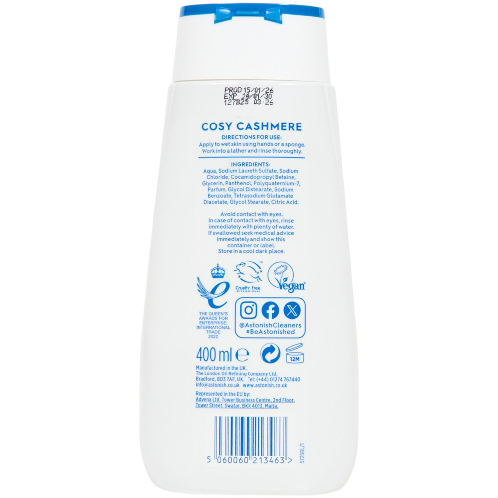 Astonish Cosy Cashmere Moisturising Shower Creme 400ml Image 2