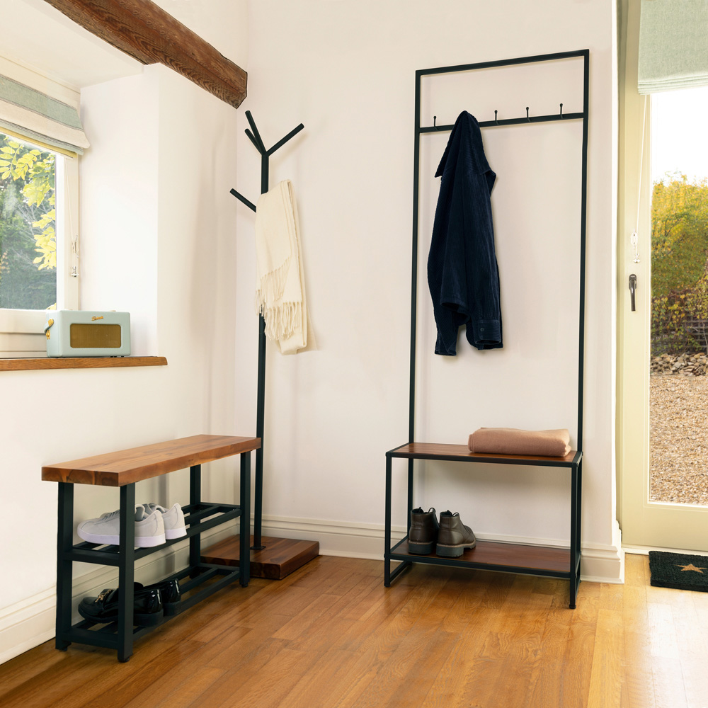 Charles Bentley Coat Rack with Shoe Tidy Image 2
