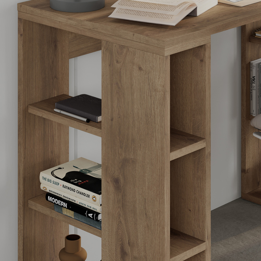 Decortie Colmar 6 Shelf Computer Desk Dark Oak Image 3