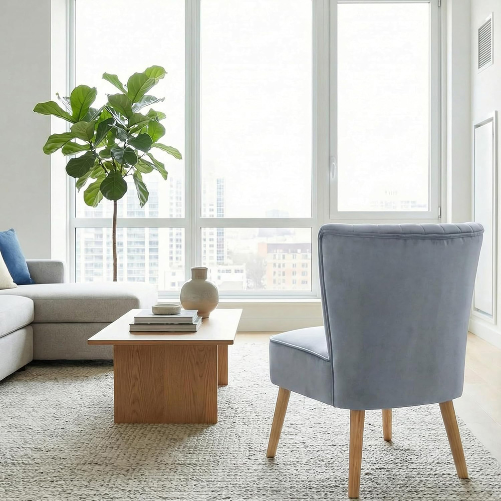 Alivio Grey Velvet Upholstered Modern Accent Chair Image 5