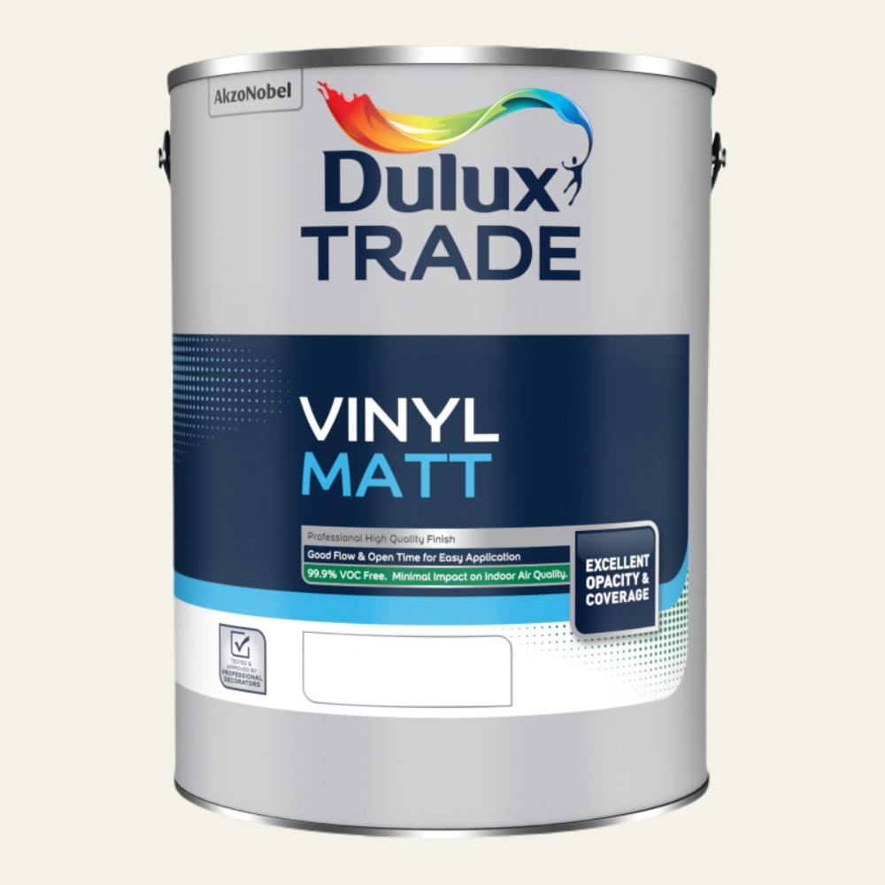 Dulux Trade Jasmine White Walls and Ceilings Vinyl Matt Paint 5L Image 2